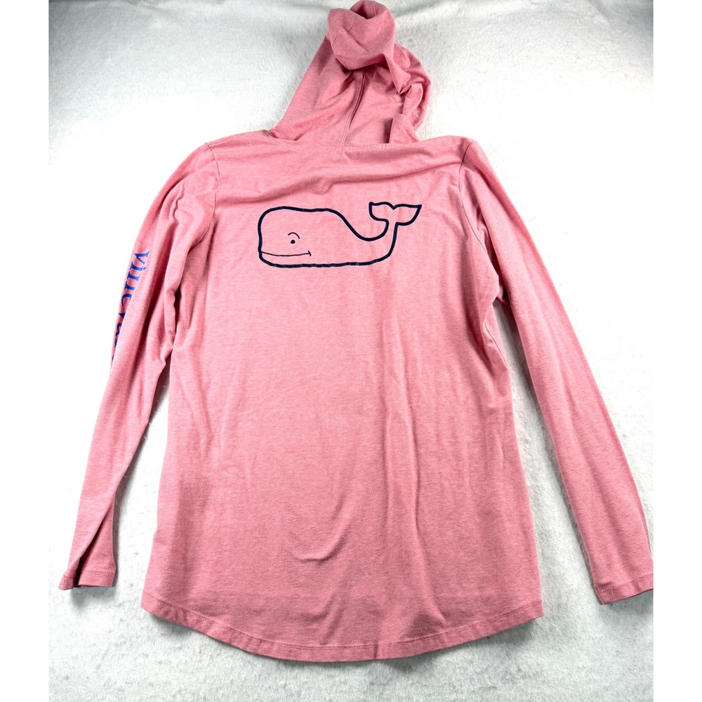 Vineyard Vines Edgartown Hooded T-Shirt Pink Whale Logo Long Sleeve Womens M - Picture 7 of 8